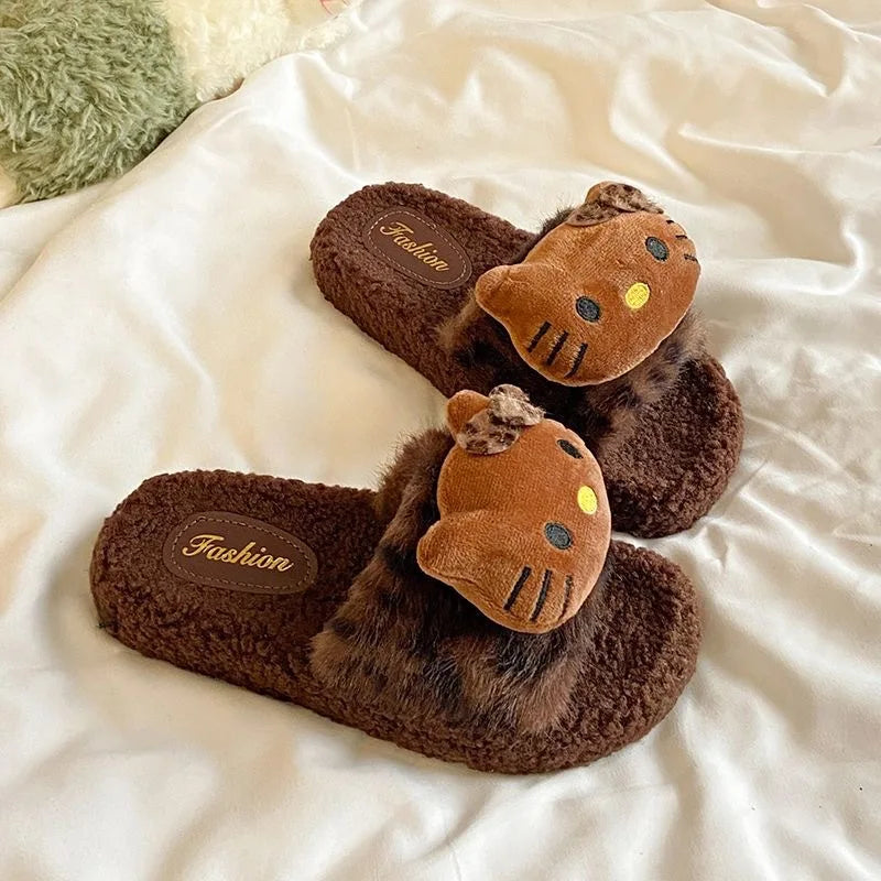 2025 Leopard Print Indoor/Outdoor plush for Slippers for Women Cute Non-Slip Household for Slippers Women's New Autumn Winter